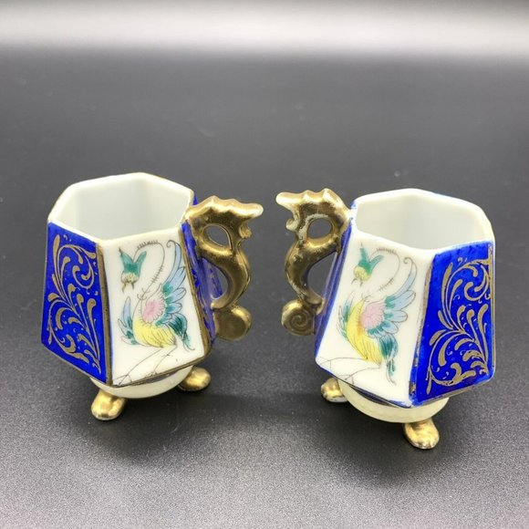 Lot 12pc Vintage Ardalt Lenwile Japan Footed Mini Tea Cup & Saucer Floral & Bird - Picture 5 of 12